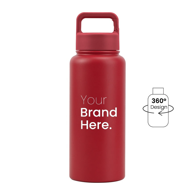 Red 950ml (32oz) Custom Logo Stainless Steel Carabiner Water Bottle