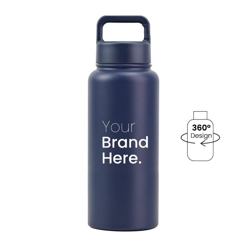 Navy blue 950ml (32oz) Custom Logo Stainless Steel Carabiner Water Bottle