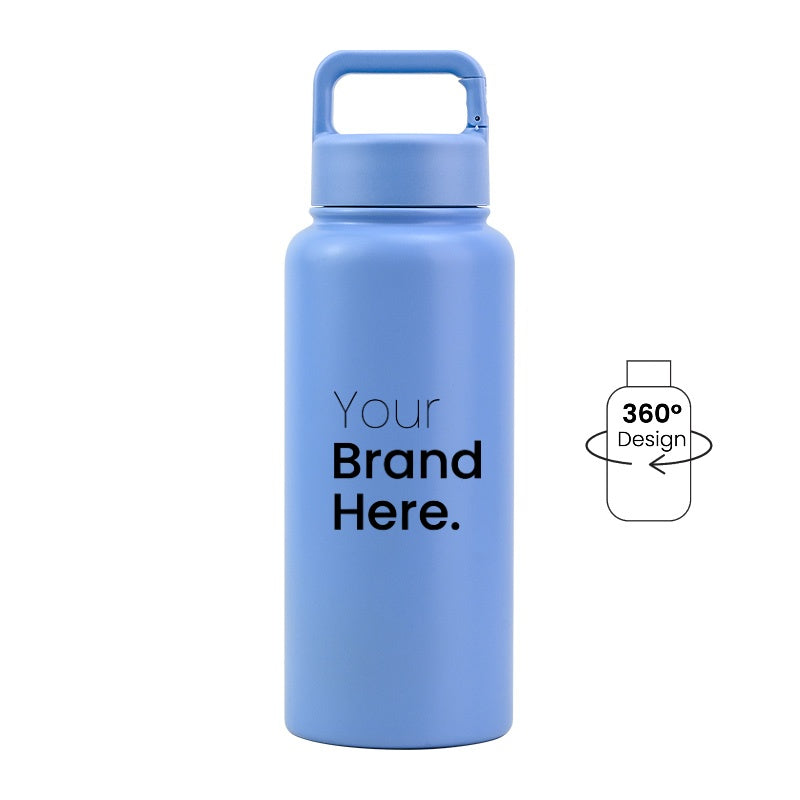 Blue 950ml (32oz) Custom Logo Stainless Steel Carabiner Water Bottle