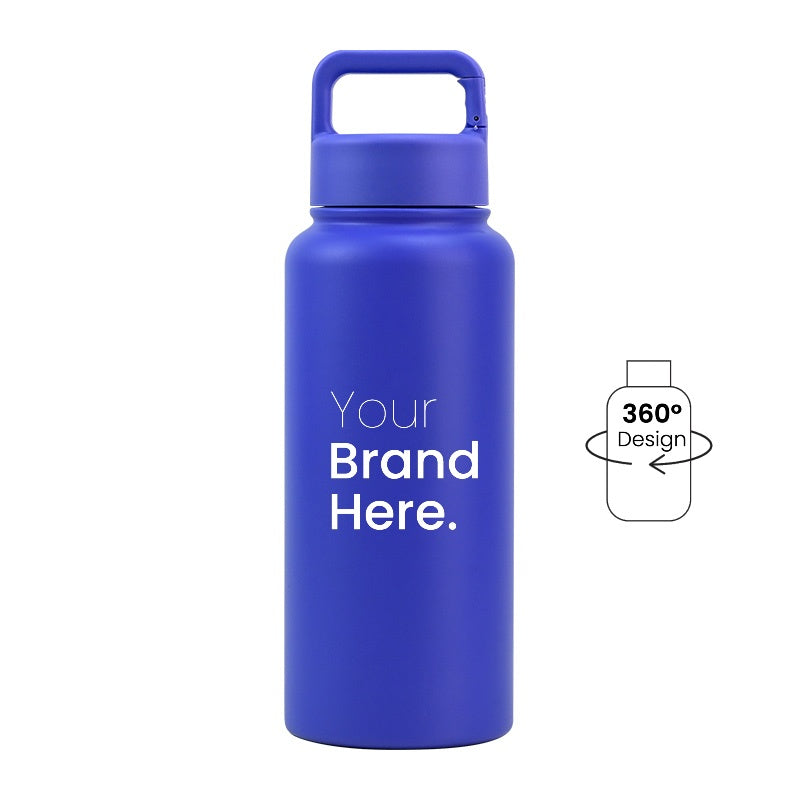 Blue 950ml (32oz) Custom Logo Stainless Steel Carabiner Water Bottle