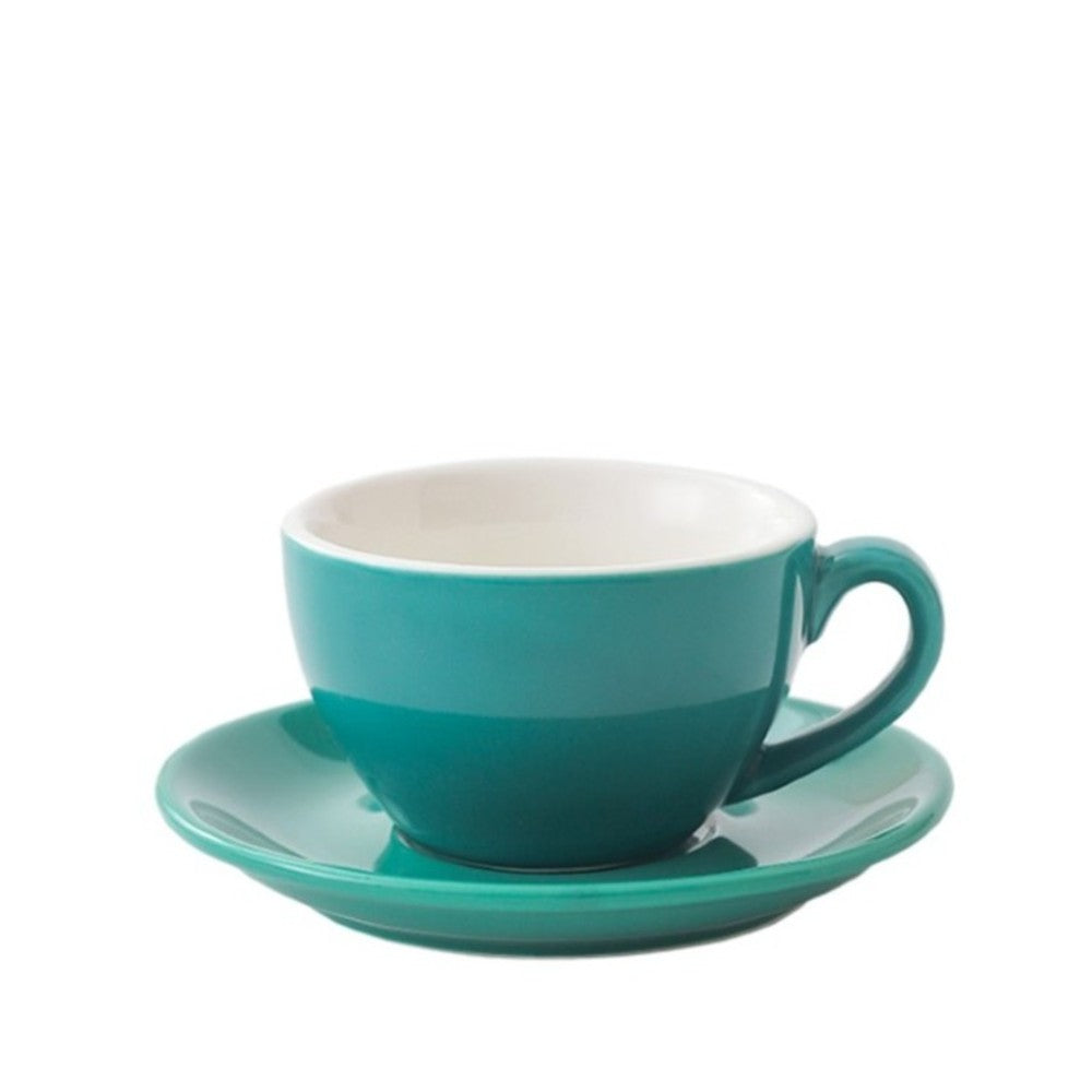 Dark green wholesale porcelain 350ml cafe cup on white background