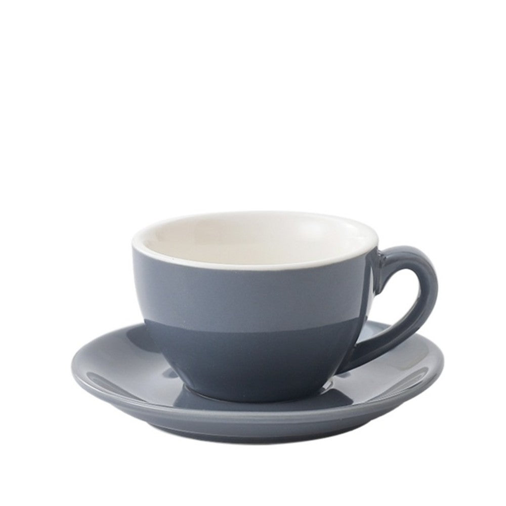 Grey wholesale porcelain 350ml cafe cup on white background