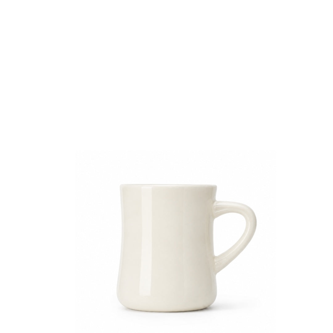 400ml porcelain classic diner mug in oat colour, front view on a white background