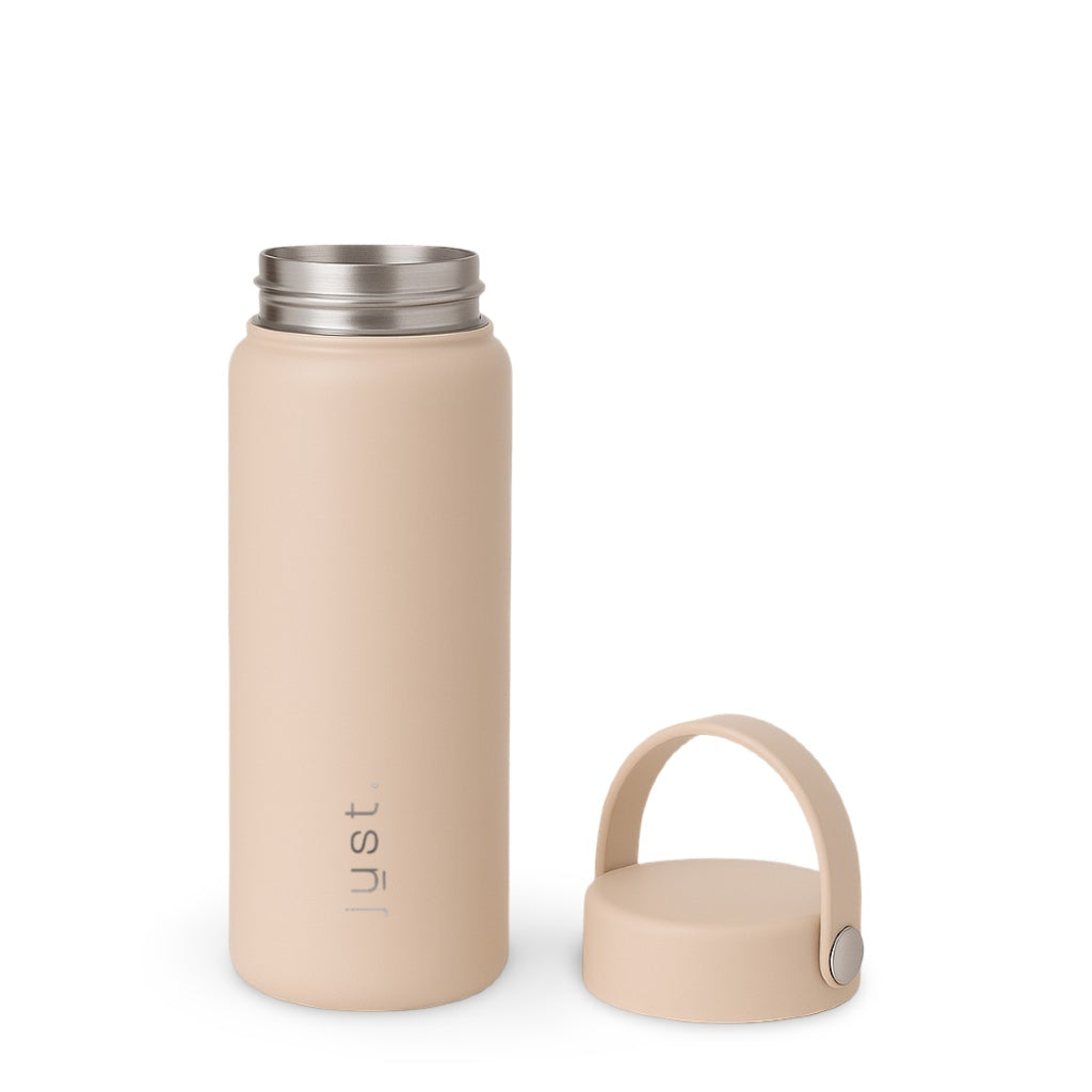 beige water bottle with lid