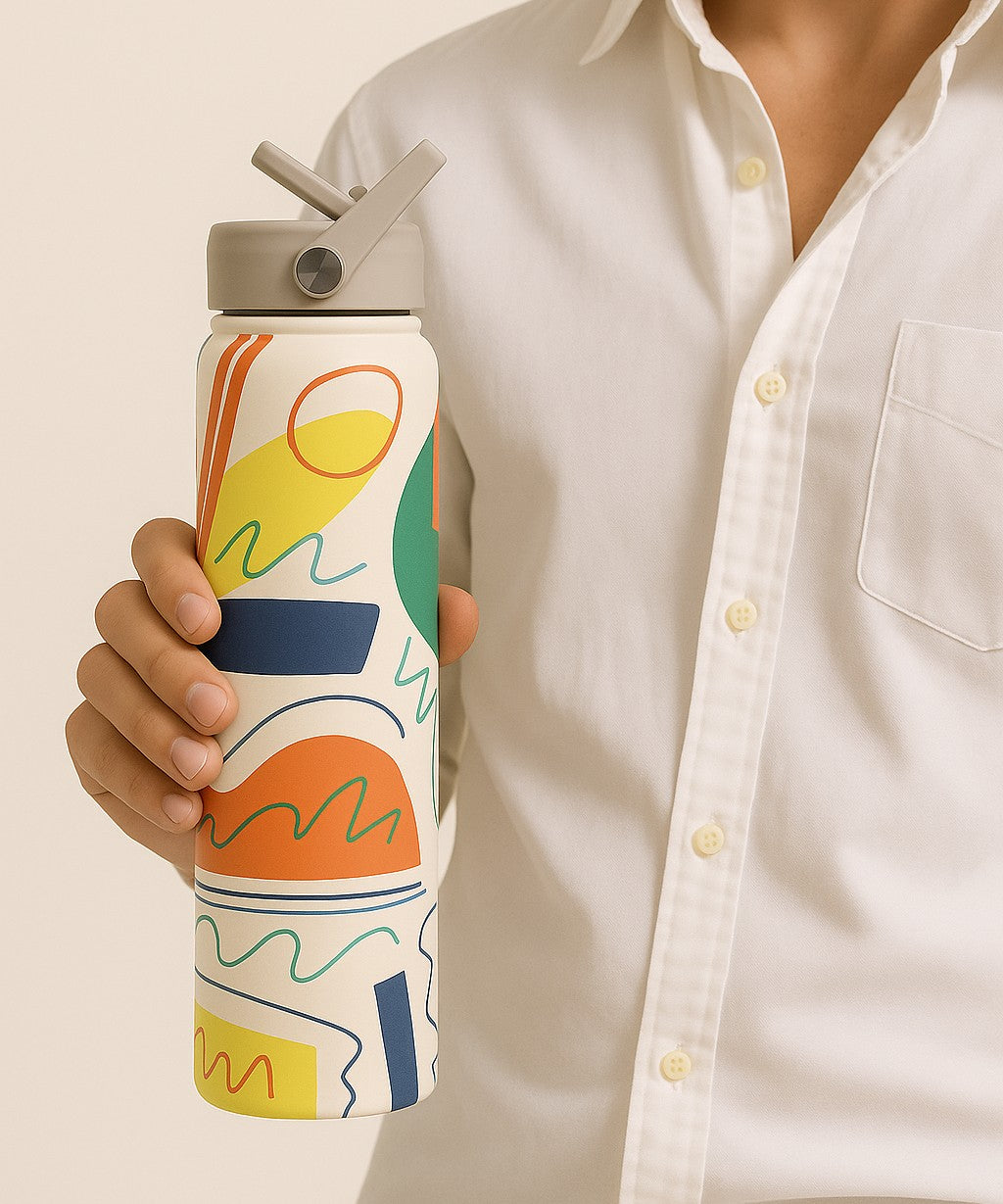 tall company logo water bottle - stainless steel