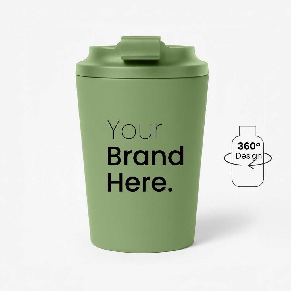 Green 350ml 12 oz custom reusable coffee mug for corporate gifting