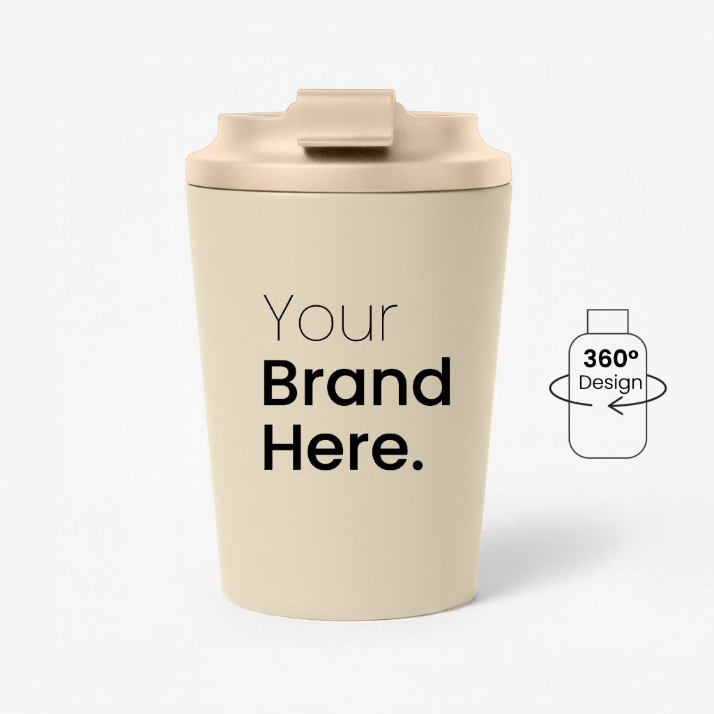Light Beige 350ml 12 oz custom reusable coffee mug for corporate gifting