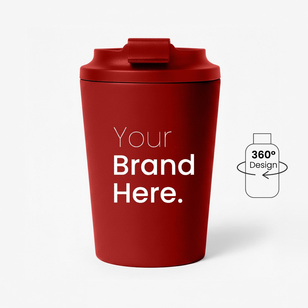 Red 350ml 12 oz custom reusable coffee mug for corporate gifting