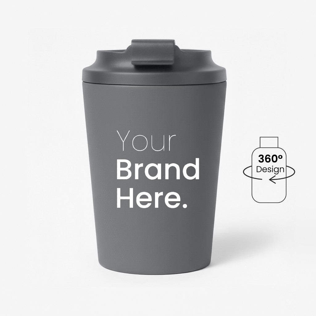 Grey 350ml 12 oz custom reusable coffee mug for corporate gifting