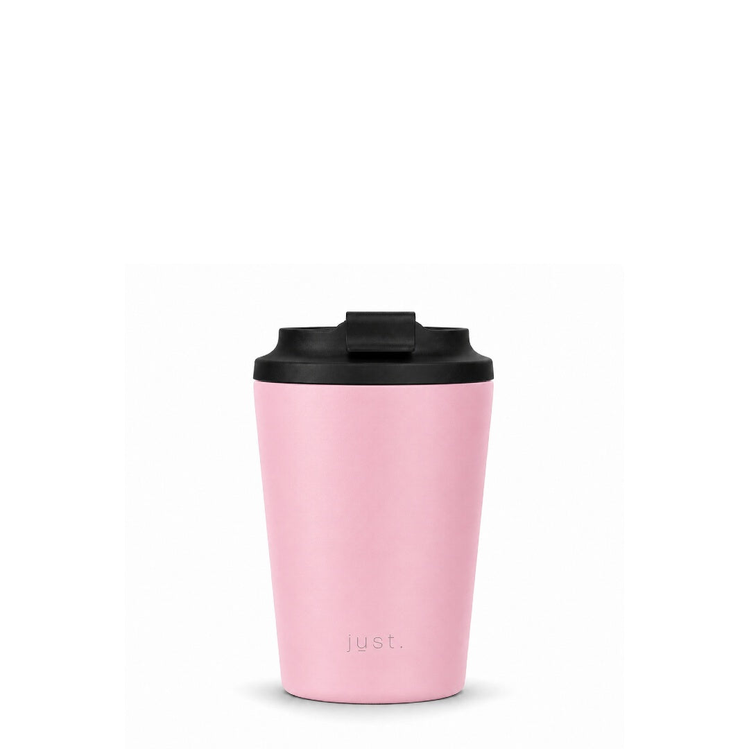 350ml (12oz) leakproof stainless steel coffee cup in pink - Just Bottle Brew Cup