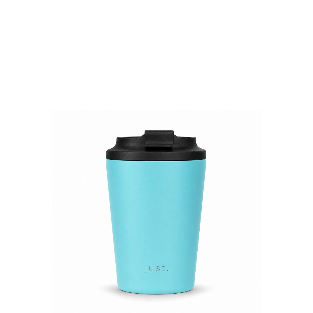 350ml (12oz) leakproof stainless steel coffee cup in light blue - Just Bottle Brew Cup