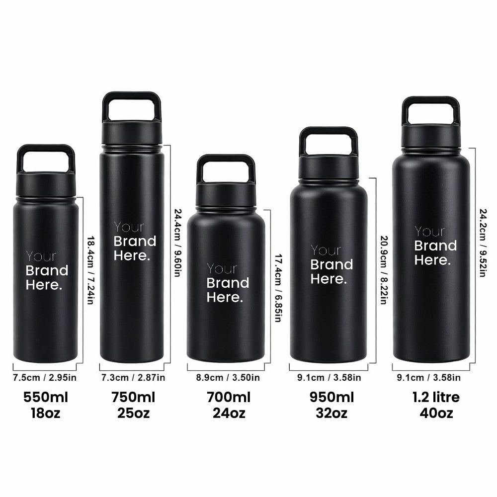 Dimensions of Just Bottle Clipper custom logo stainless steel carabiner water bottles