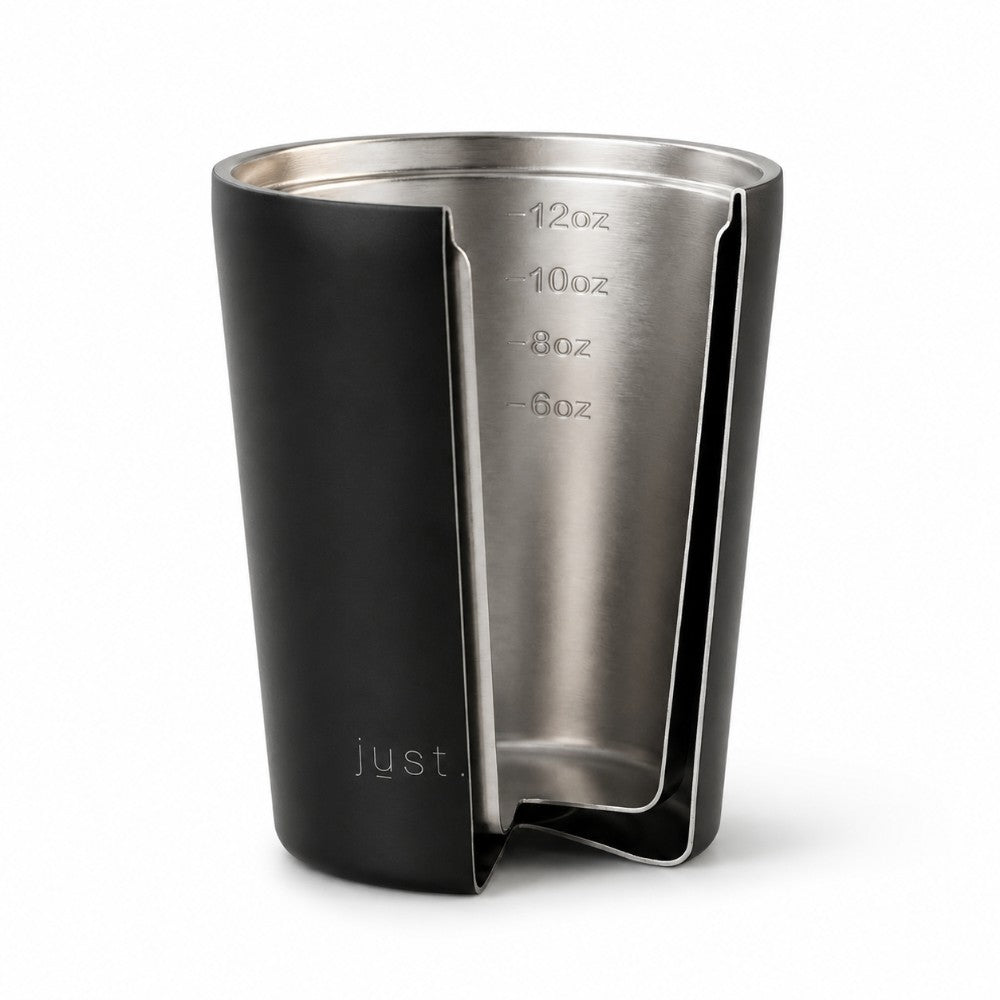 Cut out of Just Bottle Brew Cup showing the double wall insulation feature