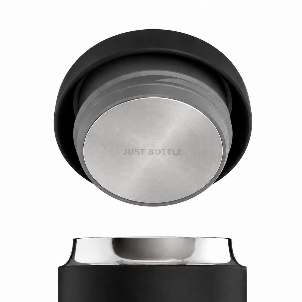 inside of lid from custom logo tumbler gift set on a white background