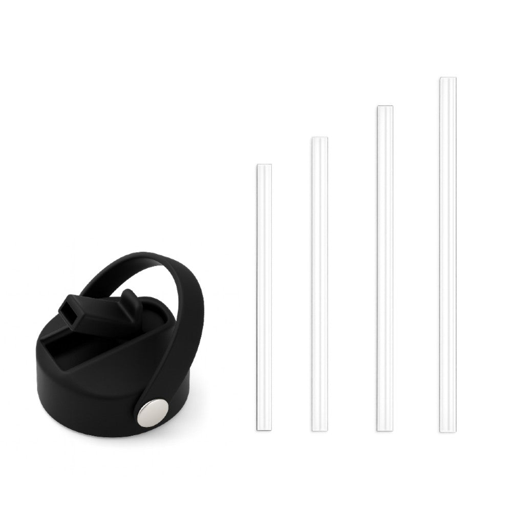 Black lid for water bottles with 4 straws - Just Bottle