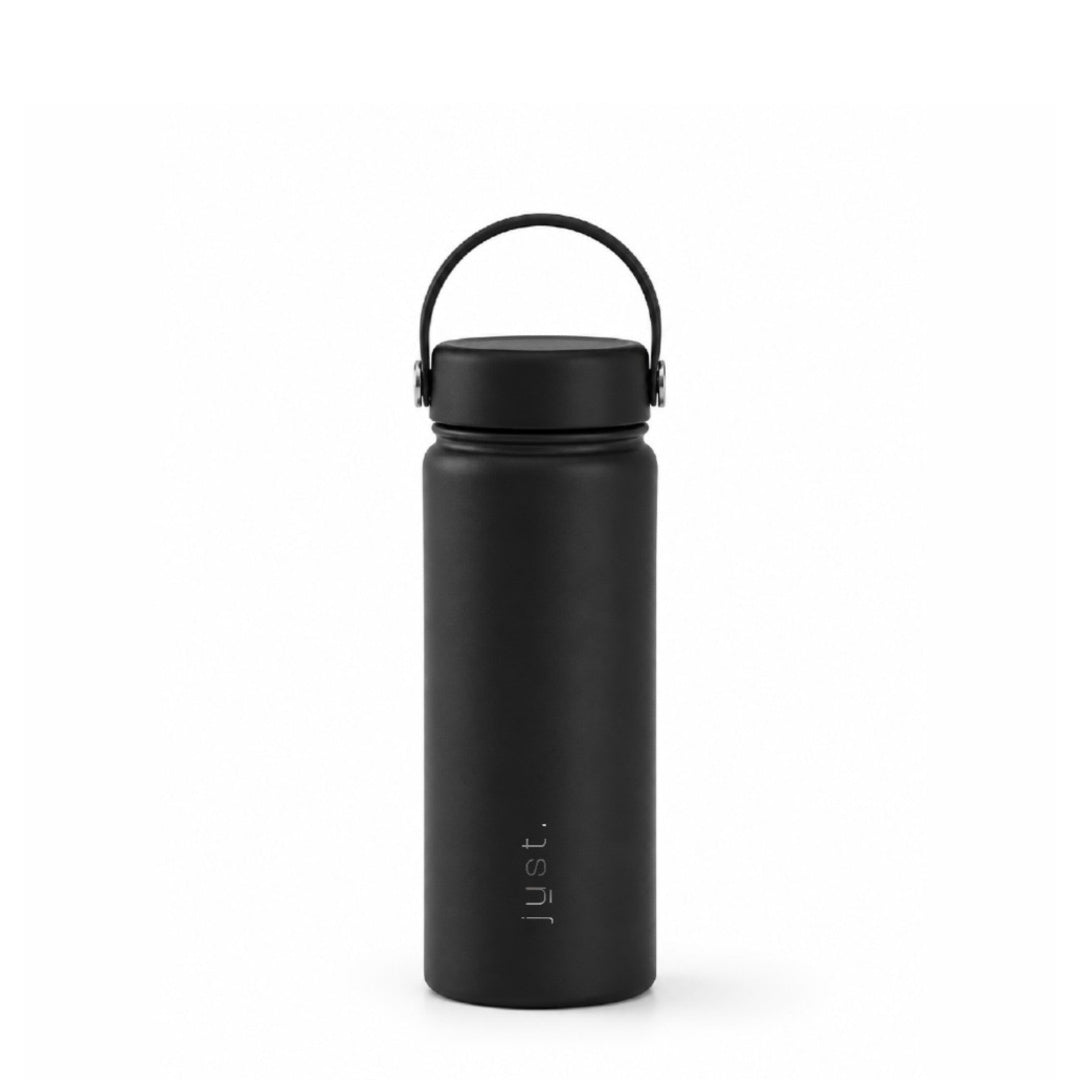  Black 550ml 16oz stainless steel water bottle - front view