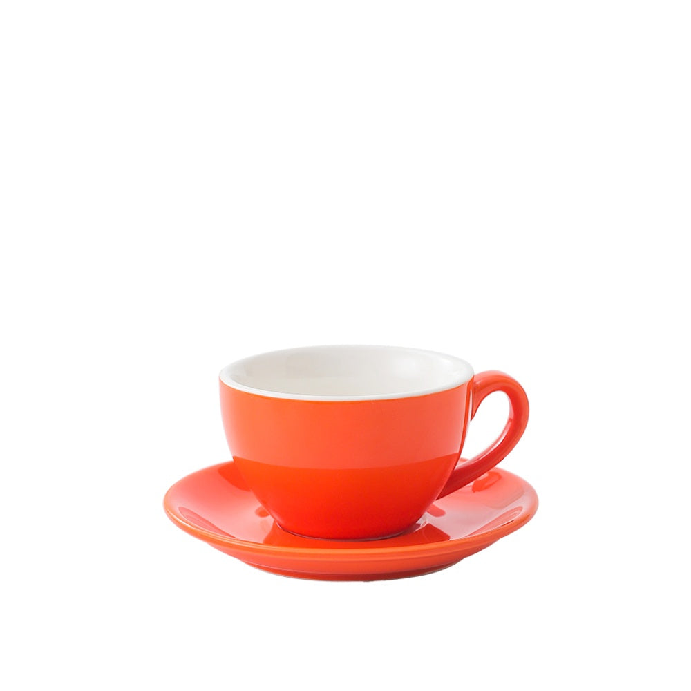 Orange wholesale porcelain 150ml cafe cup on white background