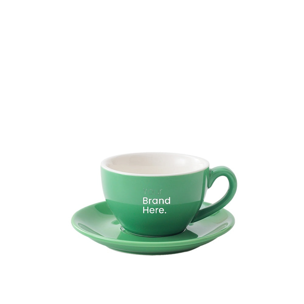 Green 150ml cafe cup with custom logo