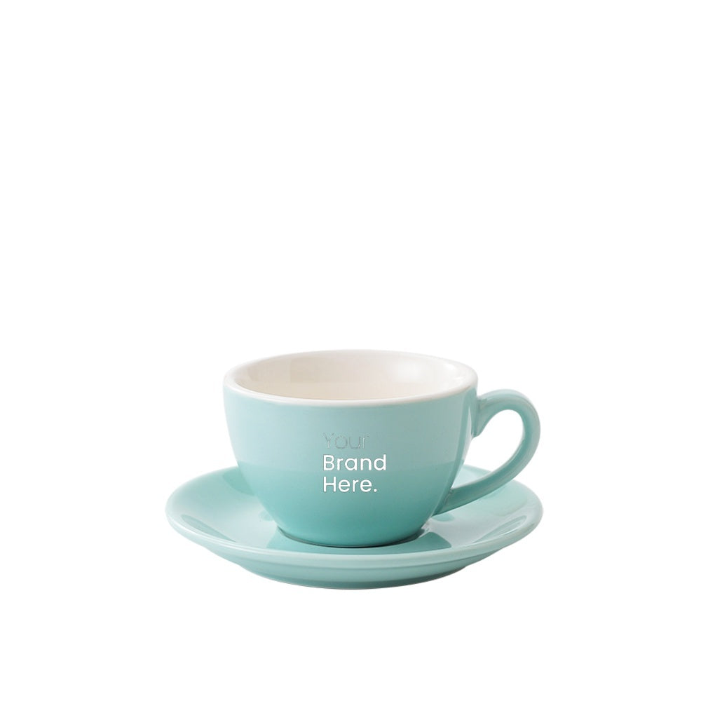 Mint green 150ml cafe cup with custom logo