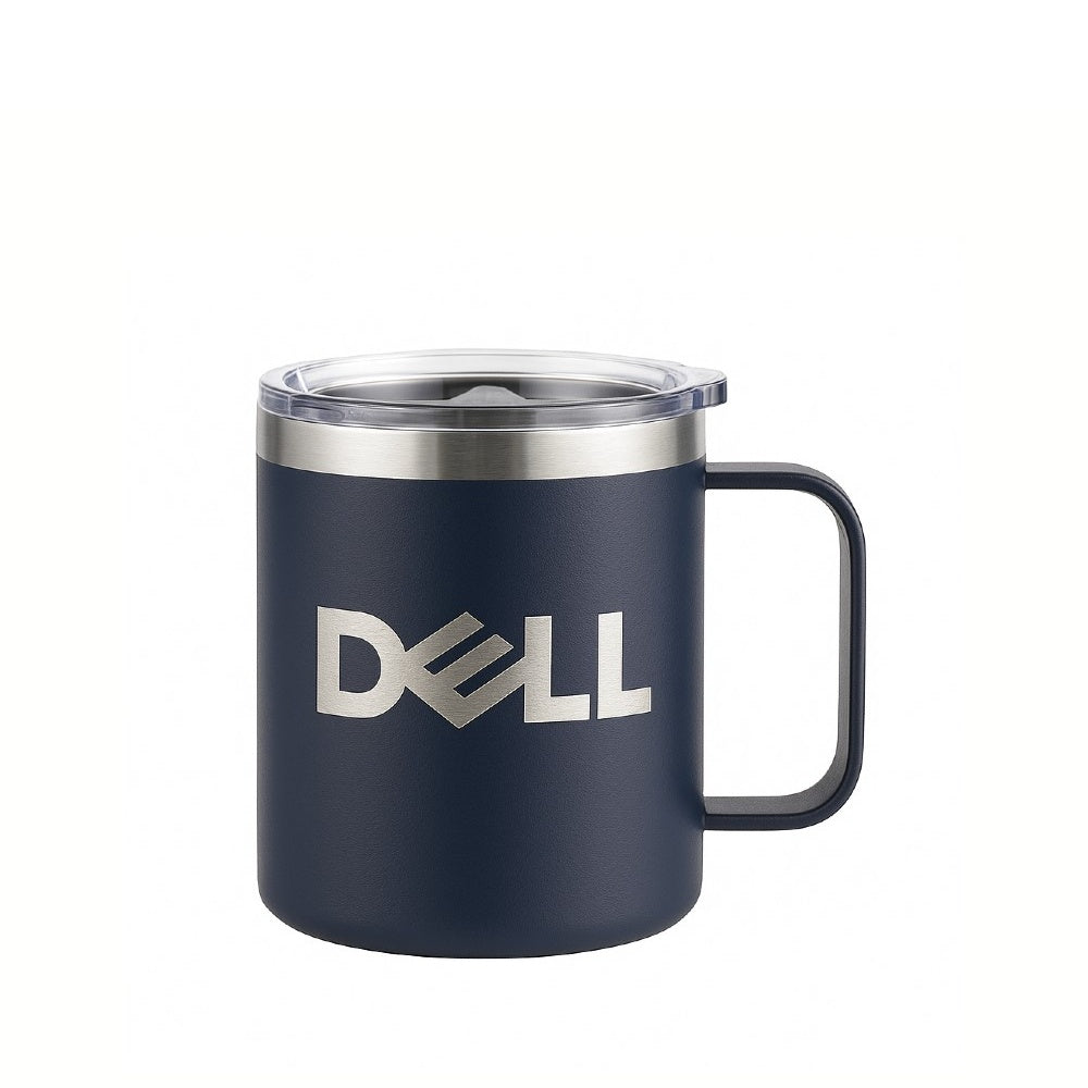 Reusable stainless steel travel mug with Dell logo 12 oz / 355ml - Just Bottle Tall Campfire Mug