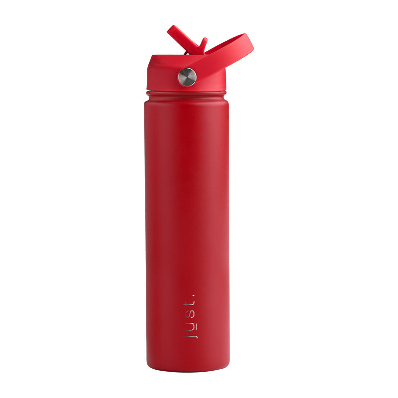 Red 750ml / 25 oz Company Logo Reusable Water Bottle with Straw Lid - Just Bottle Tall Pioneer