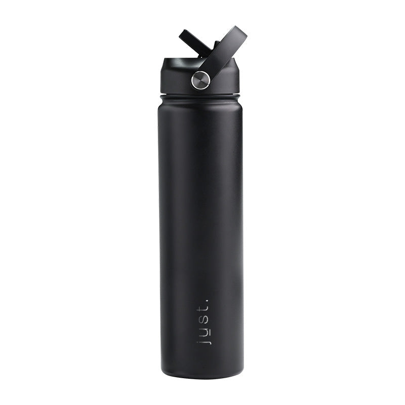 Black 750ml / 25 oz Company Logo Reusable Water Bottle with Straw Lid - Just Bottle Tall Pioneer