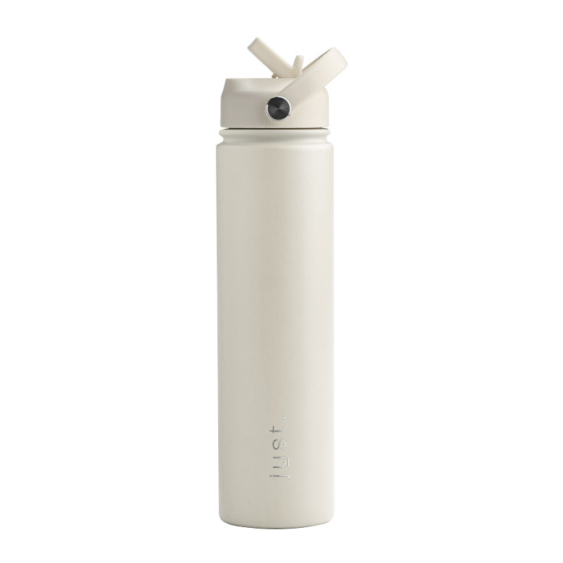Beige 750ml / 25 oz Company Logo Reusable Water Bottle with Straw Lid - Just Bottle Tall Pioneer