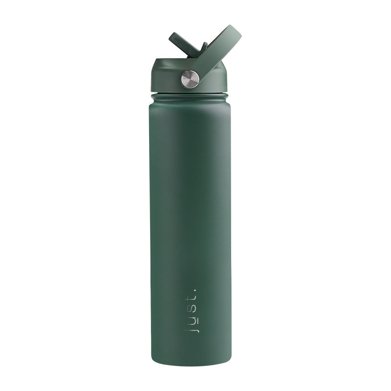 Dark Green 750ml / 25 oz Company Logo Reusable Water Bottle with Straw Lid - Just Bottle Tall Pioneer
