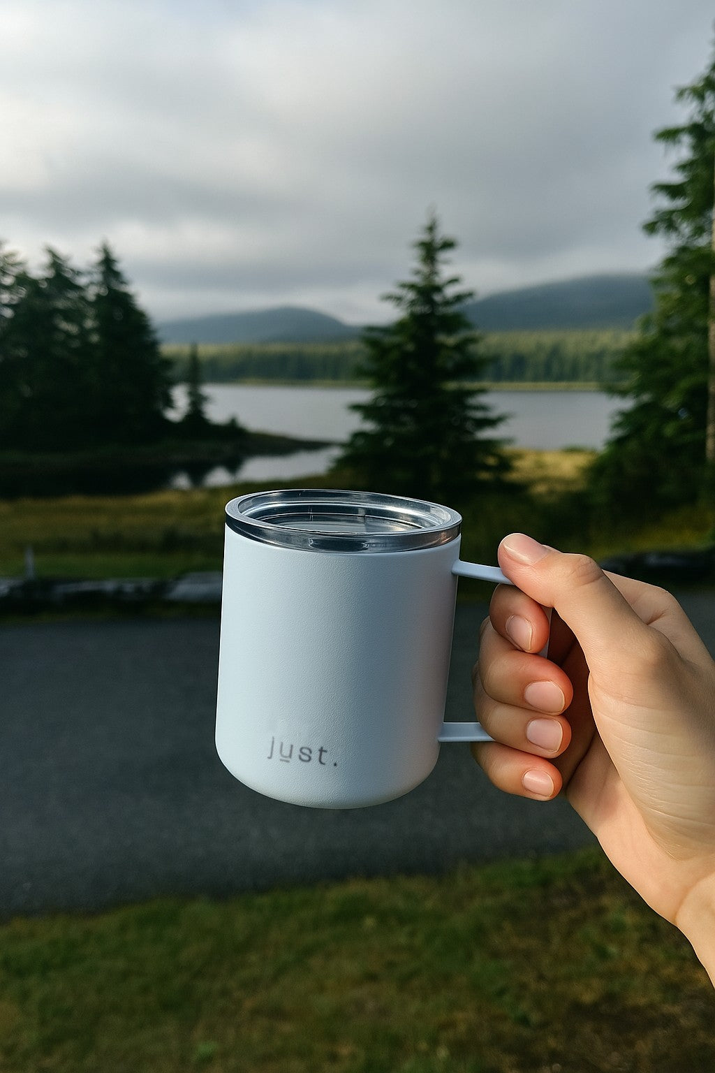 blue stainless steel camping mug - BPA free