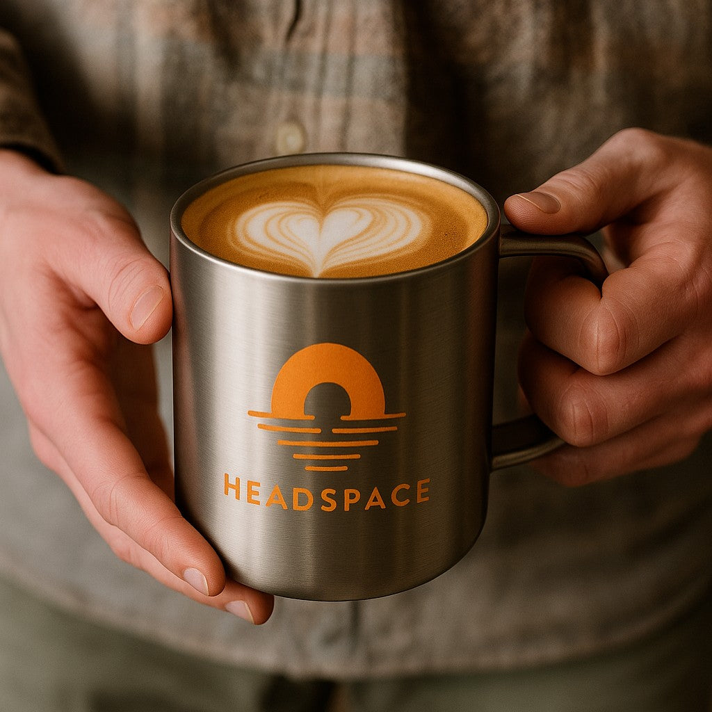 coffee mugs with company logo in stainless steel
