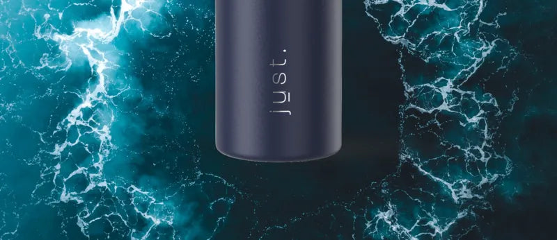 dark blue wide mouth water bottle