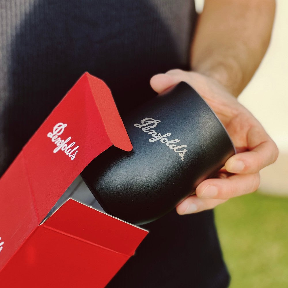 custom branded wine tumbler with Penfolds logo