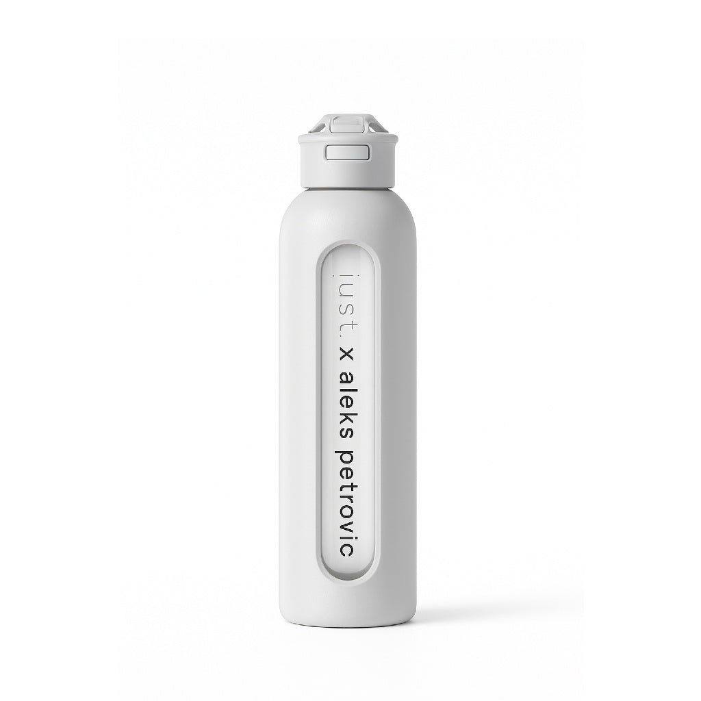 1 litre (34oz) glass water bottle with straw lid