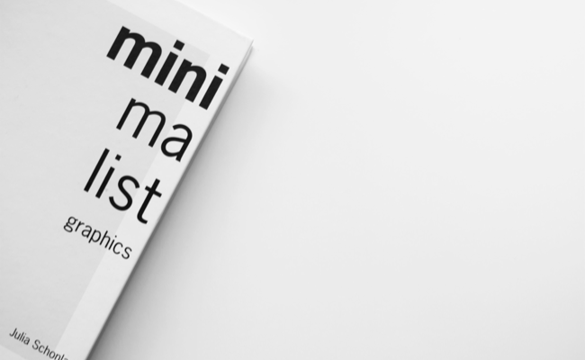 minimalist graphics book on a white table