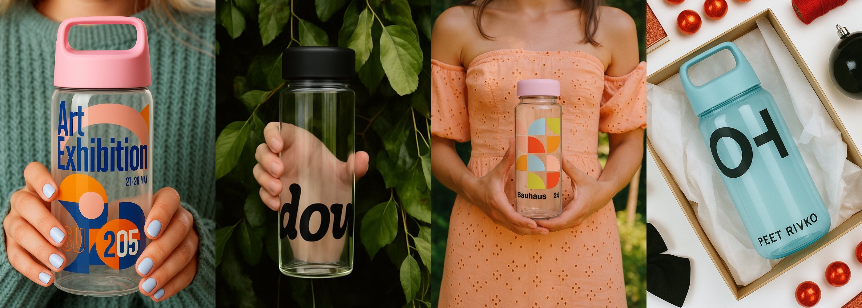 branded plastic bottles made from rPET
