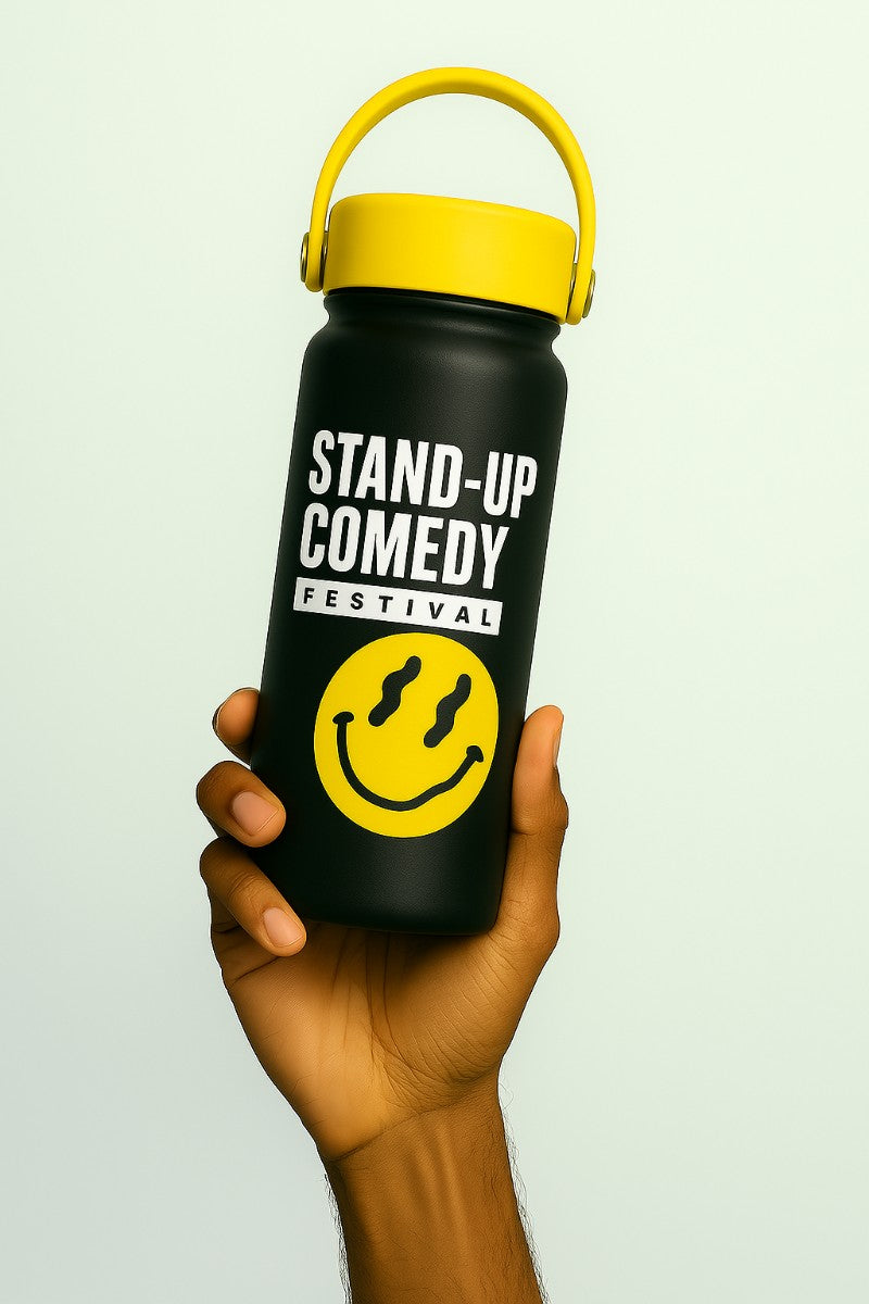 black custom insulated water bottle with logo